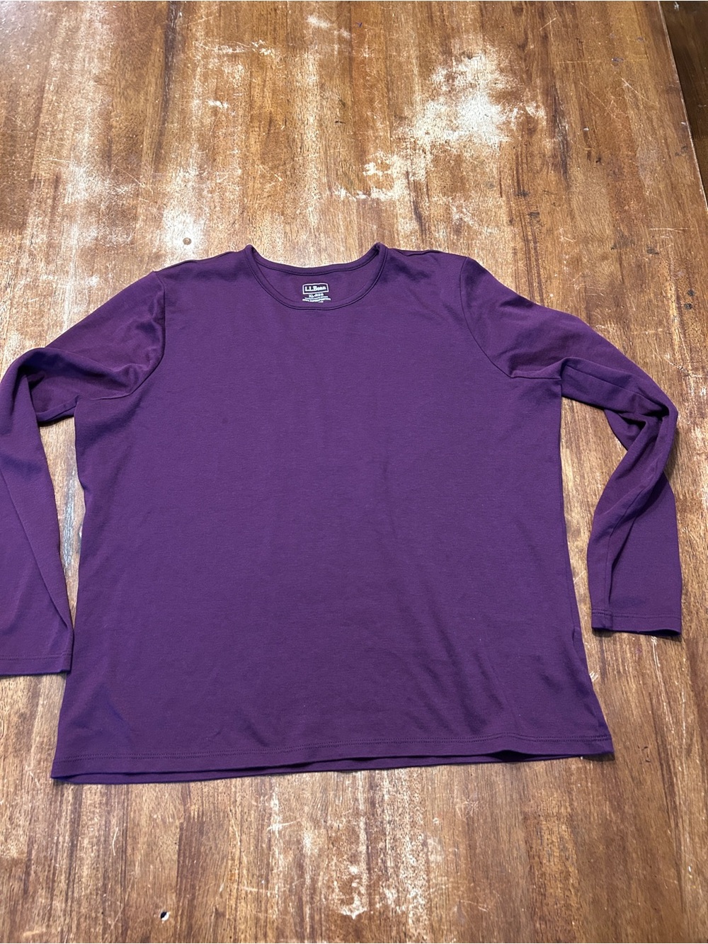 L. L. Bean Supima Cotton Crewneck Long Sleeve Shirt - Purple XL Basic Minimalist